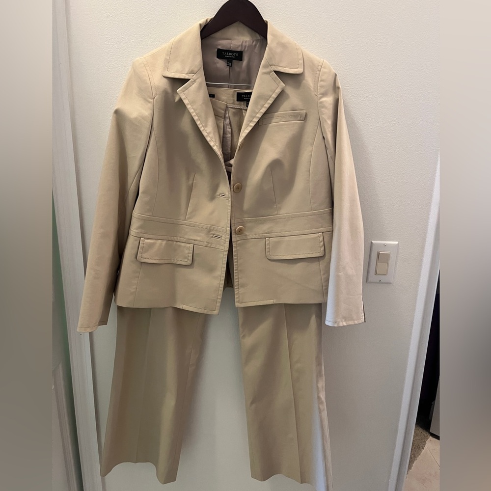 Talbots cream color suit. 14WP jacket and 18WP pants